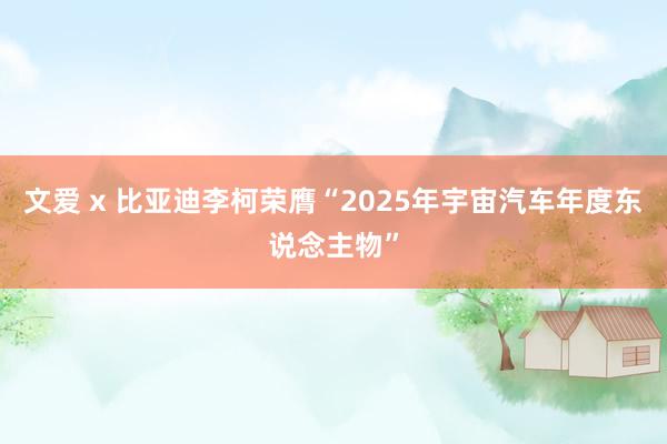 文爱 x 比亚迪李柯荣膺“2025年宇宙汽车年度东说念主物”