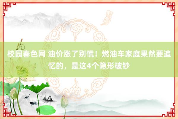 校园春色网 油价涨了别慌！燃油车家庭果然要追忆的，是这4个隐形破钞