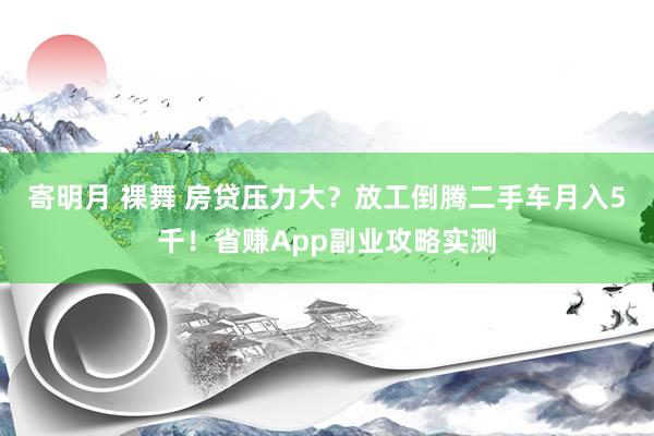寄明月 裸舞 房贷压力大？放工倒腾二手车月入5千！省赚App副业攻略实测